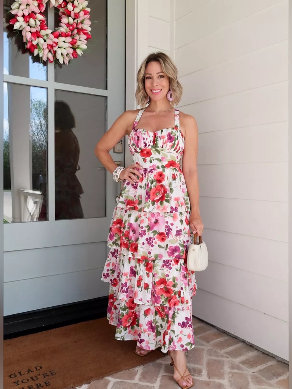 Abercrombie & Fitch Women’s Lace-Up Back Tiered Maxi Floral Dress 100% cotton